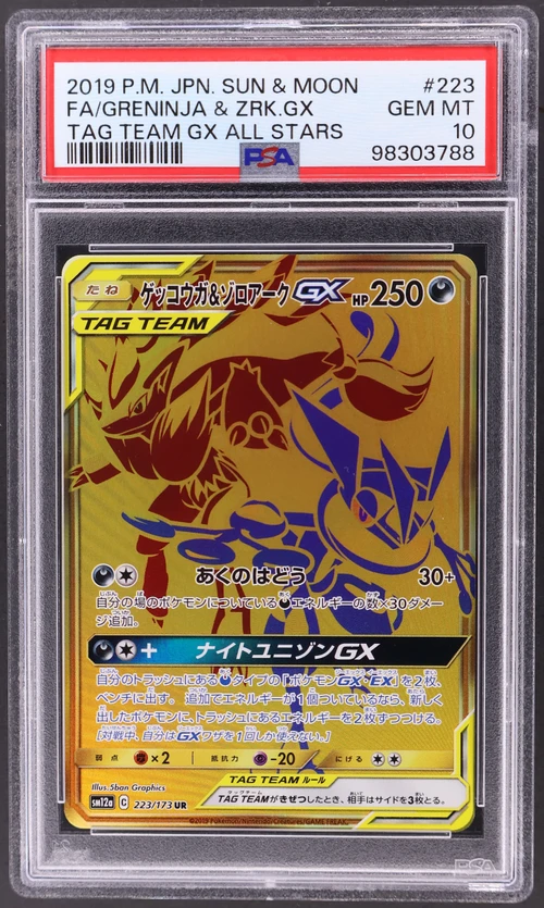 2019 Pokemon Japanese Sun & Moon Tag Team Gx All Stars #223 Full Art / Greninja & Zoroark Gx