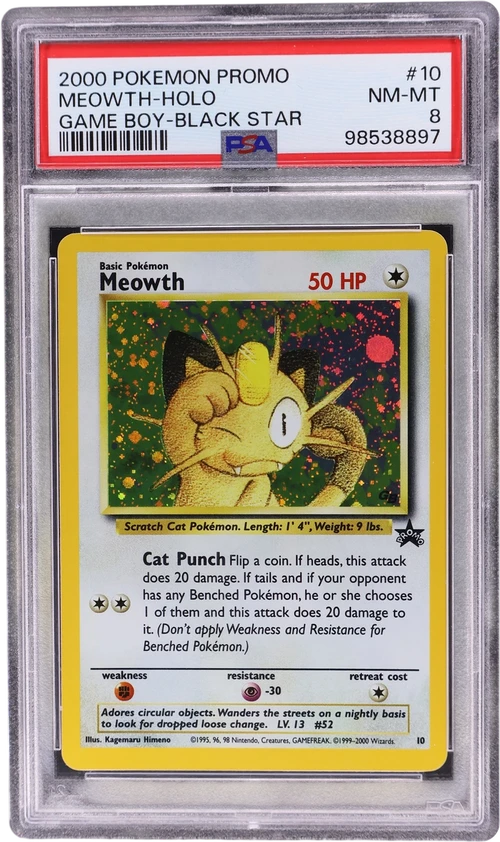 2000 Pokemon Promo Black Star #10 Meowth-Holo Game Boy