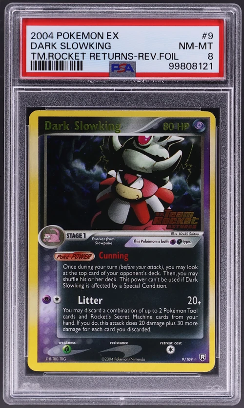 2004 Pokemon Ex Team Rocket Returns #9 Dark Slowking-Reverse Foil (PSA 8)