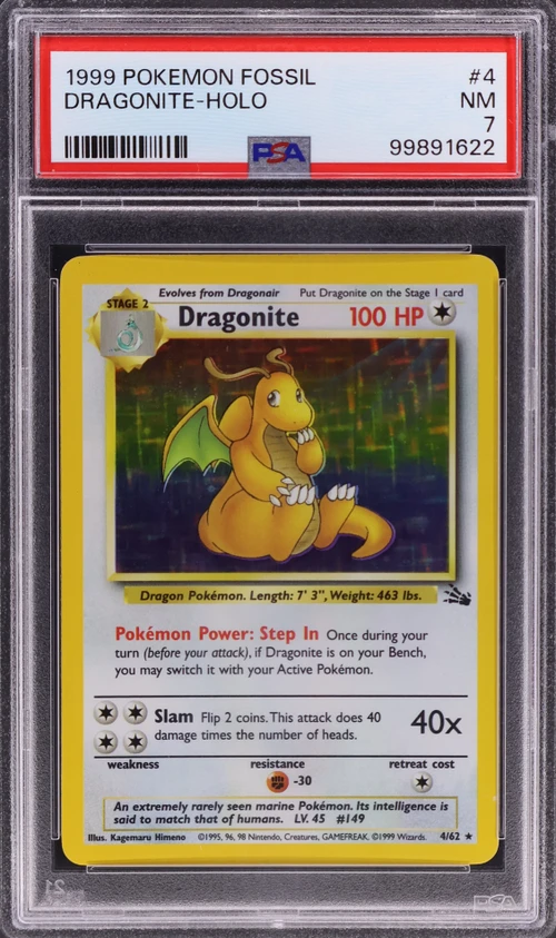 1999 Pokemon Fossil #4 Dragonite-Holo