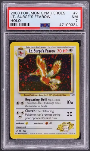 2000 Pokemon Gym Heroes #7 Lt. Surge's Fearow Holo