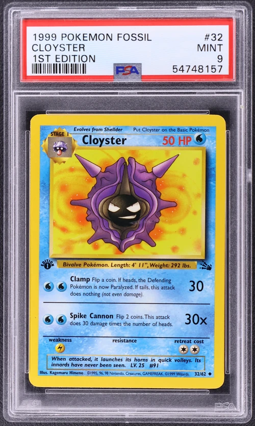 1999 Pokemon Fossil #32 Cloyster 1st Edition